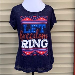 Made in USA womens navy,red&white top